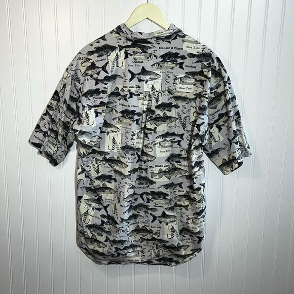 Columbia Oxford Shirt Men Large Multicolor Fish Print Short Sleeve Pocket Cotton - Picture 7 of 10